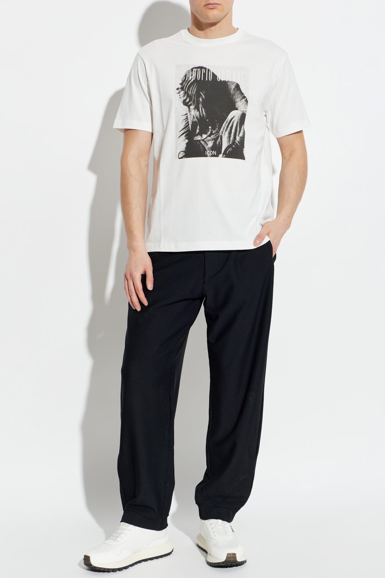 Giorgio Armani Perforated pants with embroidered logo | Men's | Vitkac